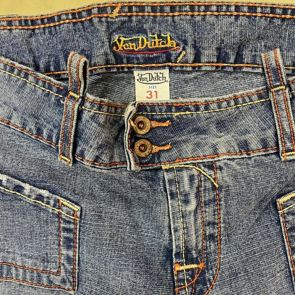 NWOT Von Dutch denim jeans Trouser pants runs like a 33 slight damage rare find - Picture 3 of 6